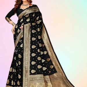 women self design cotton silk jacquard sarees with unstitch blouse piece