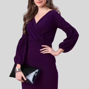 party wear v neck polyester bodycon dress for women