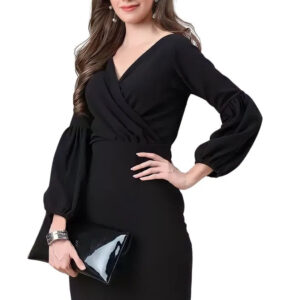 party wear v neck polyester bodycon dress for women