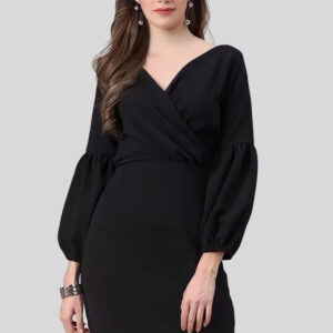 party wear v neck polyester bodycon dress for women