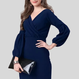 party wear v neck polyester bodycon dress for women
