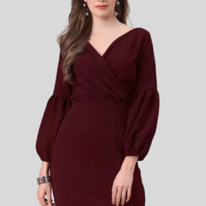 party wear v neck polyester bodycon dress for women