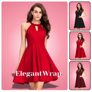 women solid flared mini sleeveless dress