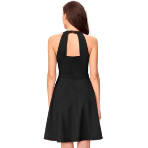women solid flared mini sleeveless dress