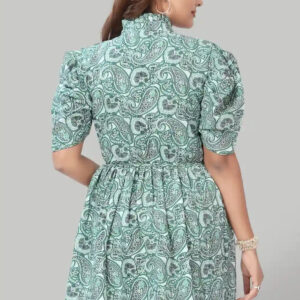 women's tie up neck puff sleeve crepe tunic casual & office wear