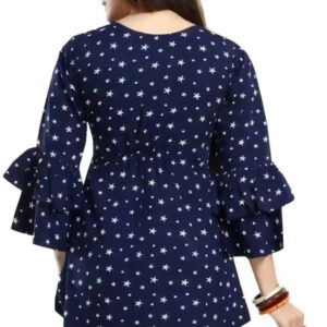 star printed crepe tunic top with bell sleeves for women