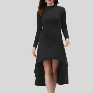 black high low polyester bodycon dress