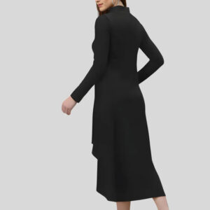 black high low polyester bodycon dress