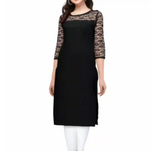 black a line straight casual wear crepe kurtis