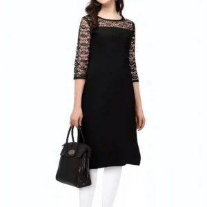 black a line straight casual wear crepe kurtis