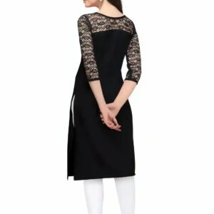 black a line straight casual wear crepe kurtis