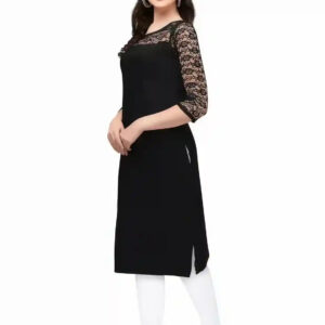 black a line straight casual wear crepe kurtis
