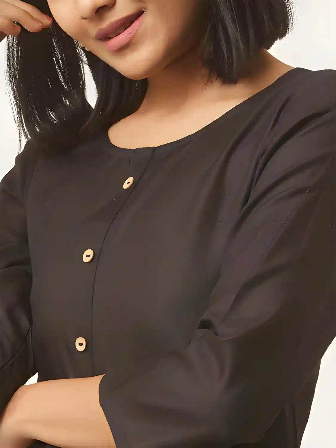 black straight classic a line cotton kurtis