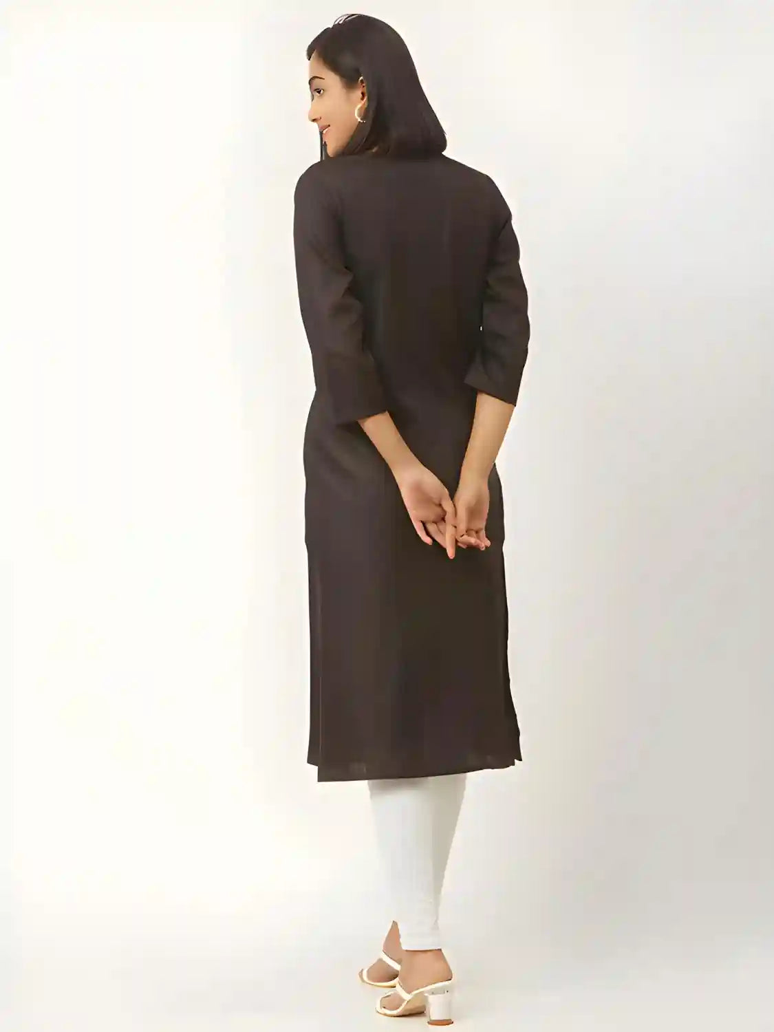 black straight classic a line cotton kurtis