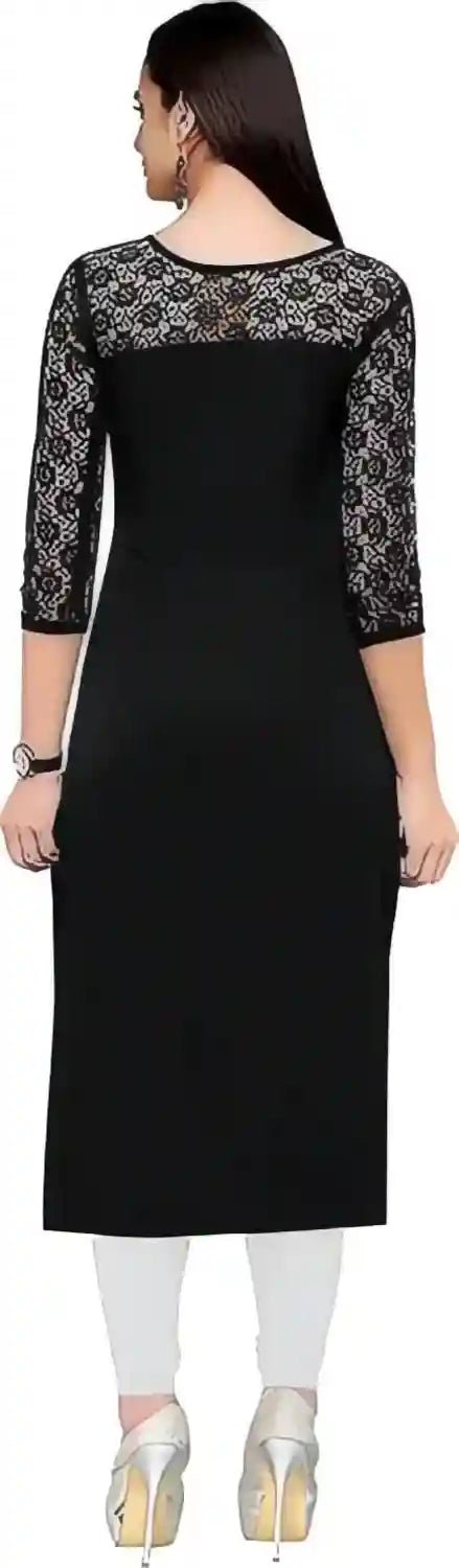 black a line straight daily wear crepe kurtis