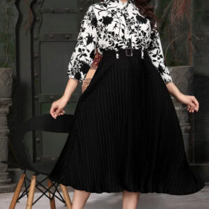 black fit and flare party dress for women