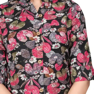 black floral premium rayon kurtis
