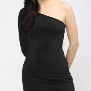 black one shoulder bodycon dress casual wear