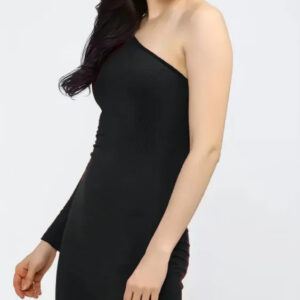 black one shoulder bodycon dress casual wear